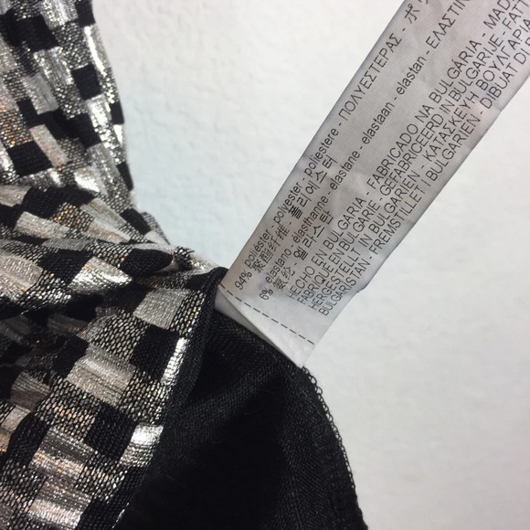 Zara Shimmery Metallic Silver Black Ruffle Party Mini Dress Small - Picture 6 of 14
